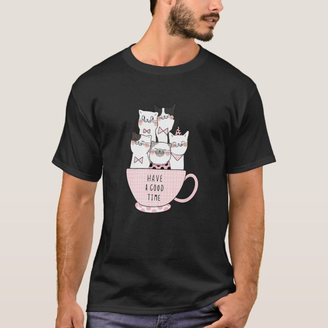 Katter Bra Time Coffee and Baristas T Shirt (Framsida)