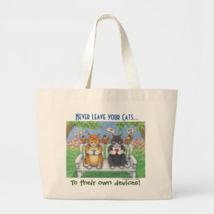 Katter (Bud & Tony) med smart telefoner Tote Bag Jumbo Tygkasse