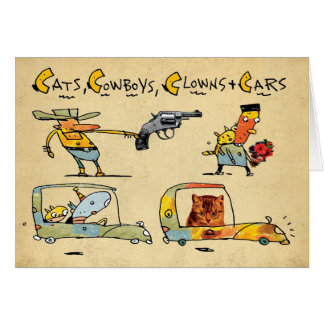 Katter, Cowboys, clowner & bilar Hälsningskort