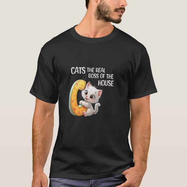 Katter - den riktiga husbonden t shirt (Framsida)