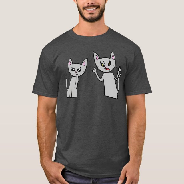 Katter djur husdjur grå sorgsen gråtande present t shirt (Framsida)