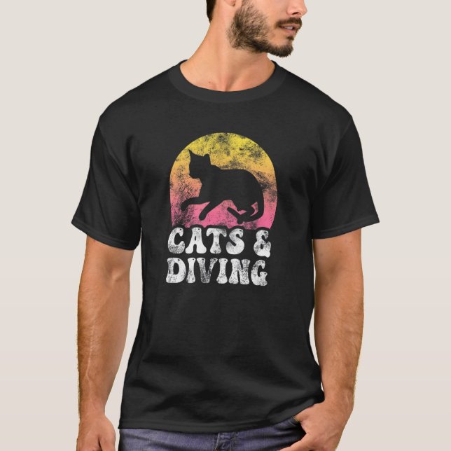 Katter & Dykning Vintage Retro Hobby T Shirt (Framsida)