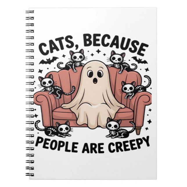 Katter eftersom folk är Creepy Funny Ghost Hallowe Anteckningsbok (Framsidan)