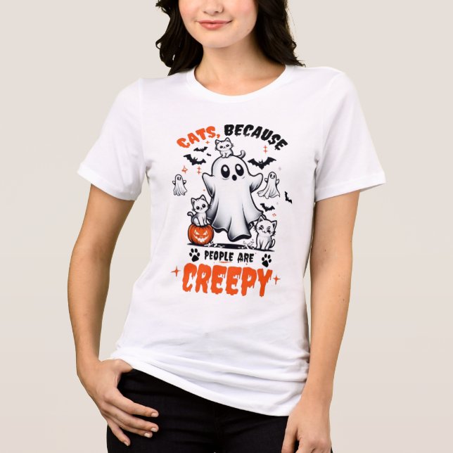 Katter eftersom människor är krämiga Halloween Shi T Shirt (Framsida)