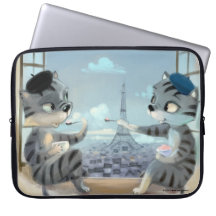 Katter & Eiffeltornet - Paris Laptopfodral