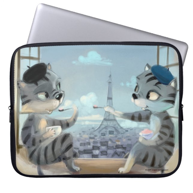 Katter & Eiffeltornet - Paris Laptopfodral Laptop Fodral (Framsidan)