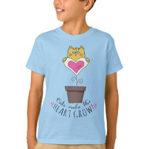 Katter Får Hjärtat att Växa T-Shirt - Blå