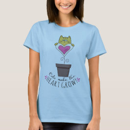 Katter Får Hjärtat Att Växa T-Shirt - Blå