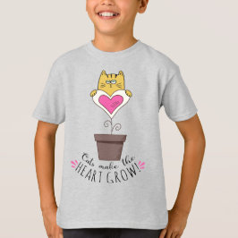 Katter Får Hjärtat Att Växa T-Shirt - Grå