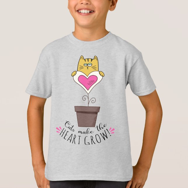 Katter Får Hjärtat Att Växa T-Shirt - Grå (Framsida)