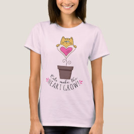 Katter Får Hjärtat Att Växa T-Shirt - Rosa