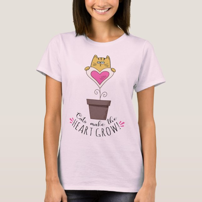 Katter Får Hjärtat Att Växa T-Shirt - Rosa (Framsida)