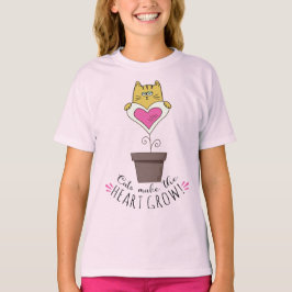 Katter Får Hjärtat Att Växa T-Shirt - Rosa