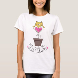 Katter Får Hjärtat Att Växa T-Shirt - Vit