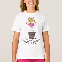 Katter Får Hjärtat Att Växa T-Shirt - Vit