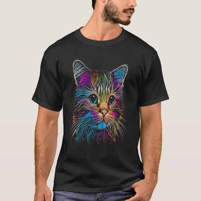 Katter Färgglad Katt Katthuvud Katt  1 T Shirt (Framsida)