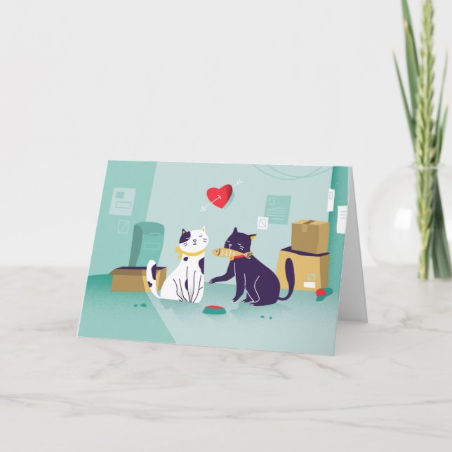 Katter Fiske, torn Valentines day Helgkort (Framsida)