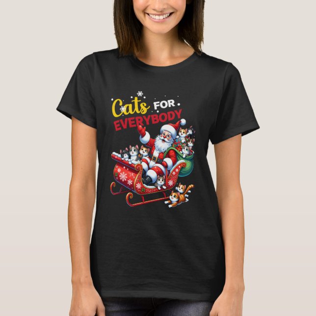 Katter för alla julkat fun Christmas damer  T Shirt (Framsida)