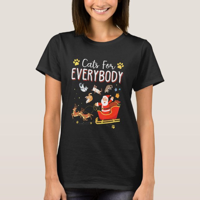 Katter För Alla Santa Jul T Shirt (Framsida)