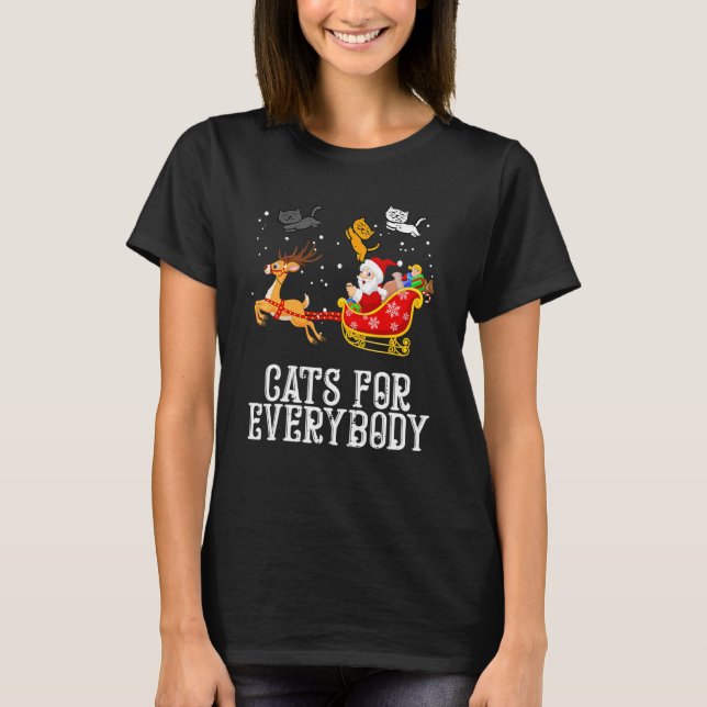 Katter För Alla Tomte Jul Pjs Xmas Katt T Shirt (Framsida)