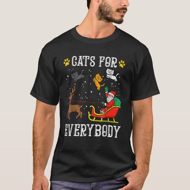 Katter För Alla Tomte Jul PJs Xmas T Shirt (Framsida)