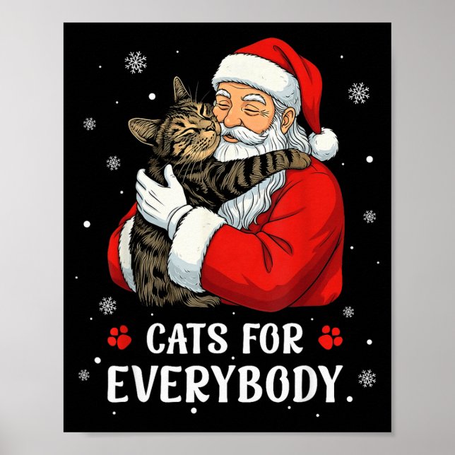 Katter För Alla Tomte Jul Rolig Katt Jul  Poster (Framsidan)