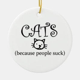 Katter för att folk suger på prydnadsföremål julgransprydnad keramik