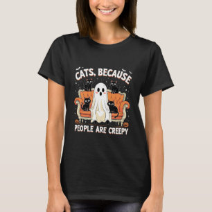 Katter för att människor är kusligt roliga Hallowe T Shirt