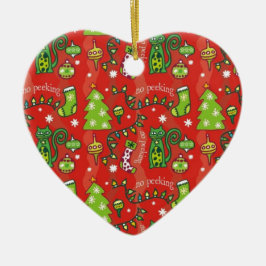 Katter för jul julgransprydnad keramik