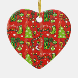 Katter för jul julgransprydnad keramik