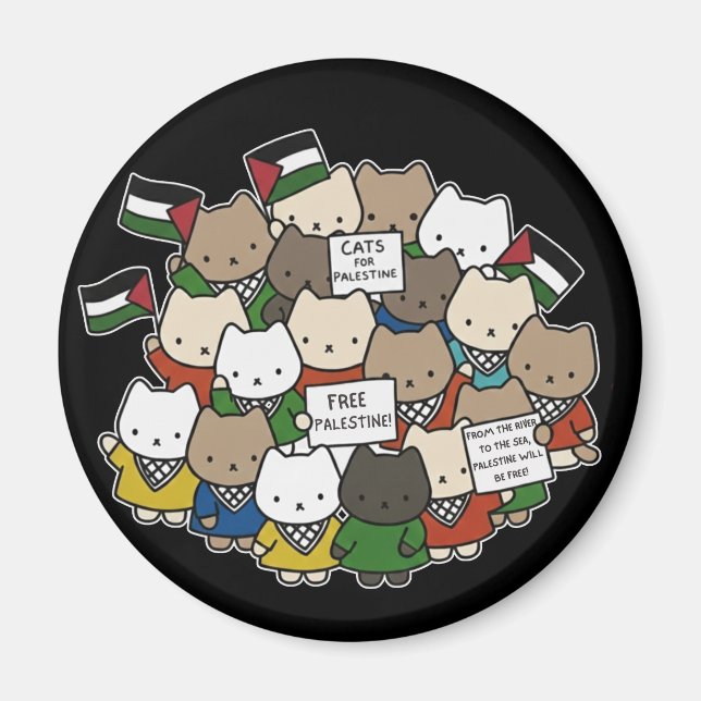 Katter för Palestina – Kawaii Katter för Rättvisa Magnet (Framsidan)