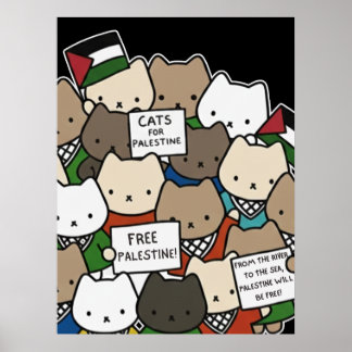 Katter för Palestina – Kawaii Katter för Rättvisa Poster
