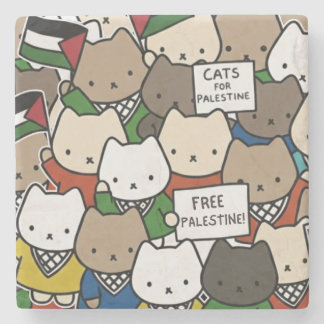 Katter för Palestina – Kawaii Katter för Rättvisa Stenunderlägg