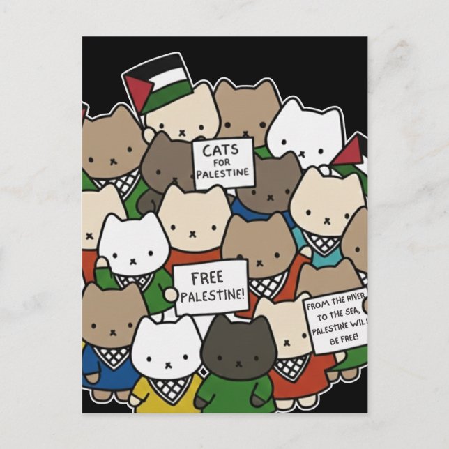 Katter för Palestina – Kawaii Katter för Rättvisa Vykort (Framsida)