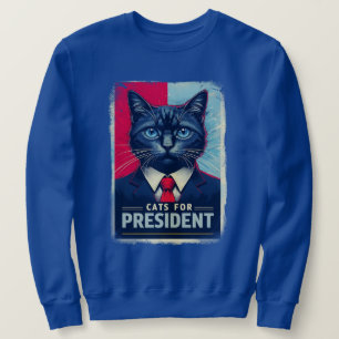 Katter För President   Rolig Politisk Meow Anti-Po Lång Ärmad Tröja