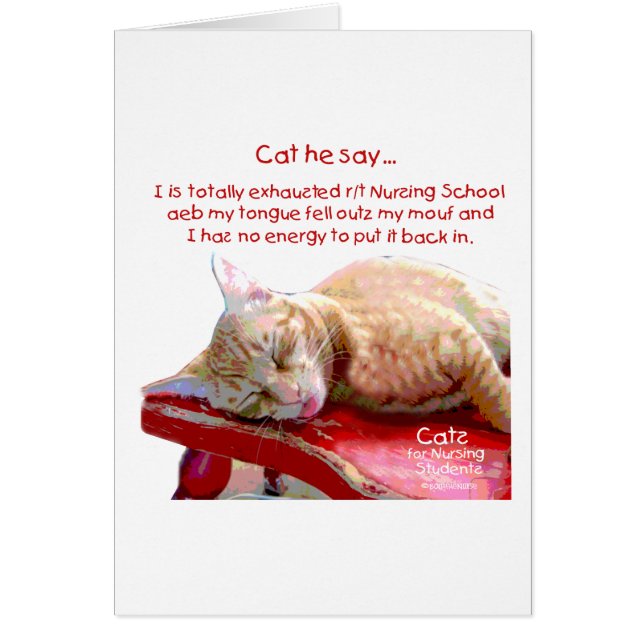 Katter för sjuksköterskor Studenter - Exhausted OBS Kort (Framsidan)