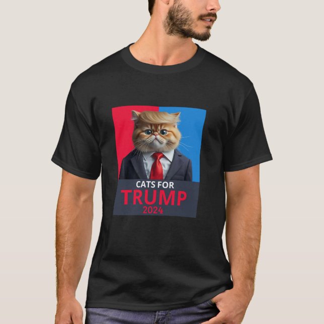 Katter för trumma 2024 Lustigt Tee for Vance Trump (Framsida)