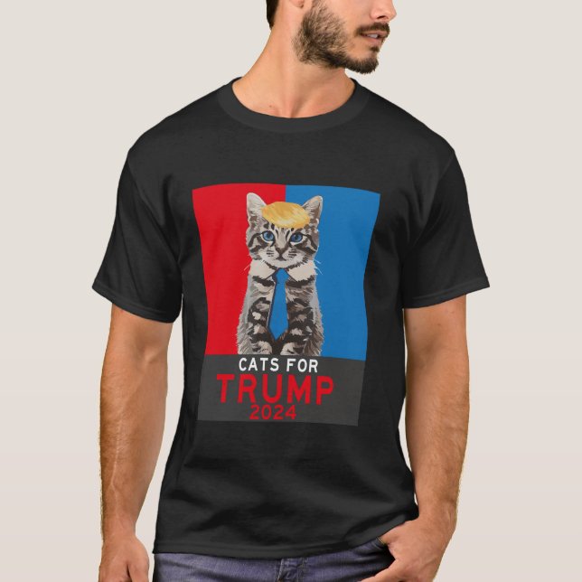 Katter för trumma 2024 Lustigt Tee for Vance Trump (Framsida)