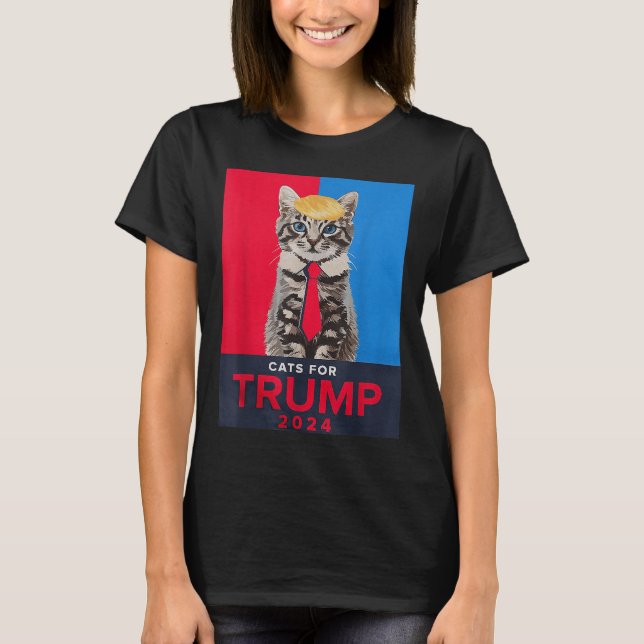 Katter för trumma 2024 Lustigt Tee for Vance Trump (Framsida)