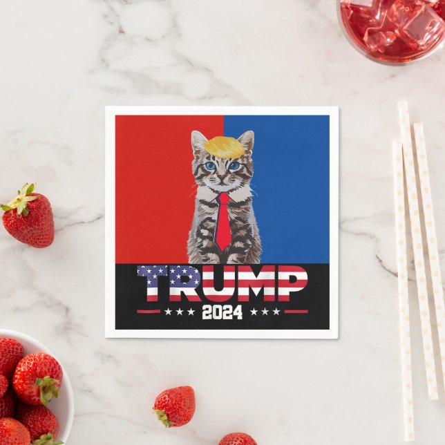 Katter för trumma 2024 | Vance Trump Red Blue Pappersservett (Insitu)