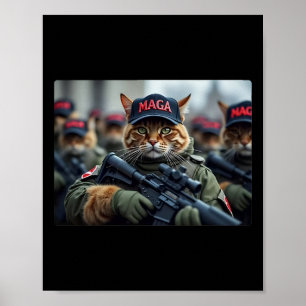Katter för Trump Mega Army American Flagga Patriot Poster
