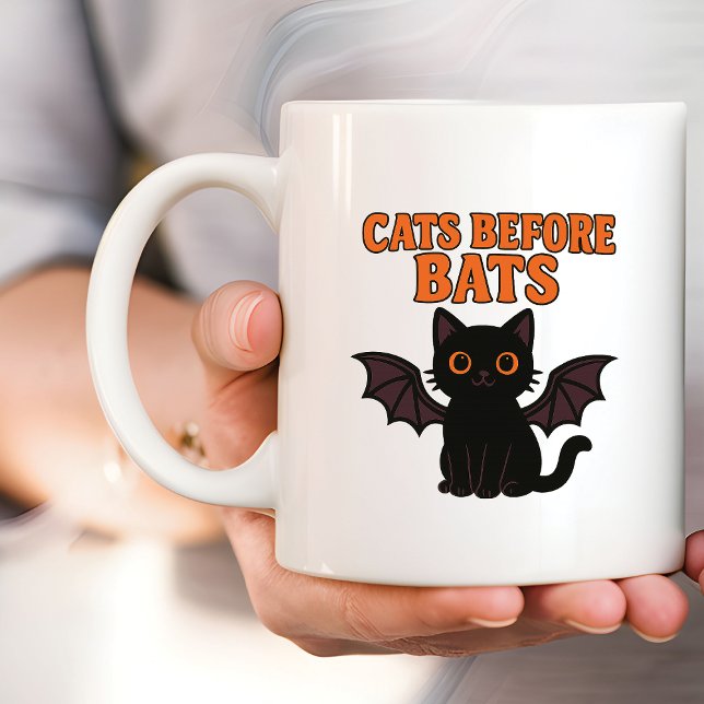 Katter före fladdermus Halloween-katt Kaffemugg (Skapare uppladdad)
