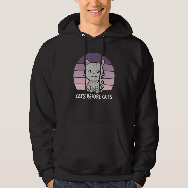 Katter före Grått Kat Kitten Lila Sunset Ret Hoodie (Framsida)