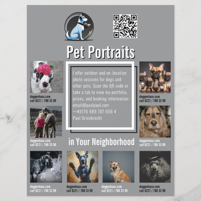 Katter Fotosession Flyer Med QR-Kod & Avrivbara Fl (Framsidan)