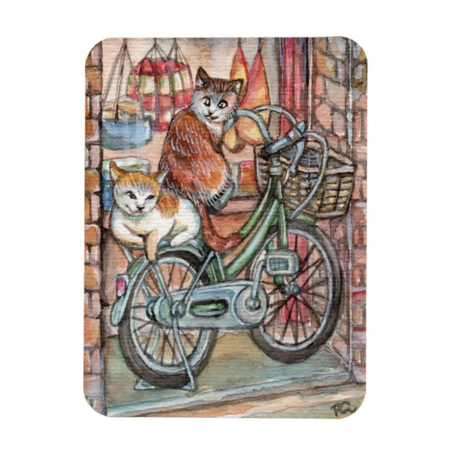 Katter framför Kött Shop Magnet (Vertikal)
