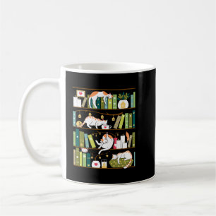 Katter från bibliotek - vita katter på bok hyllor kaffemugg