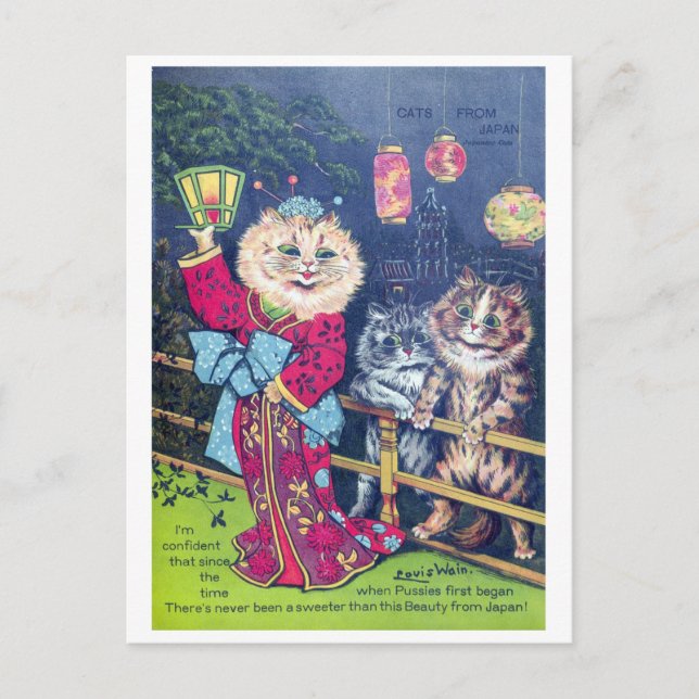 Katter från Japan - Louis Wain Helg Vykort (Framsida)