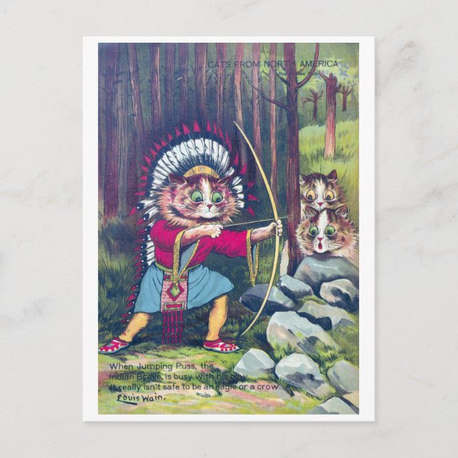 Katter från Nordamerika - Louis Wain Helg Vykort (Framsida)