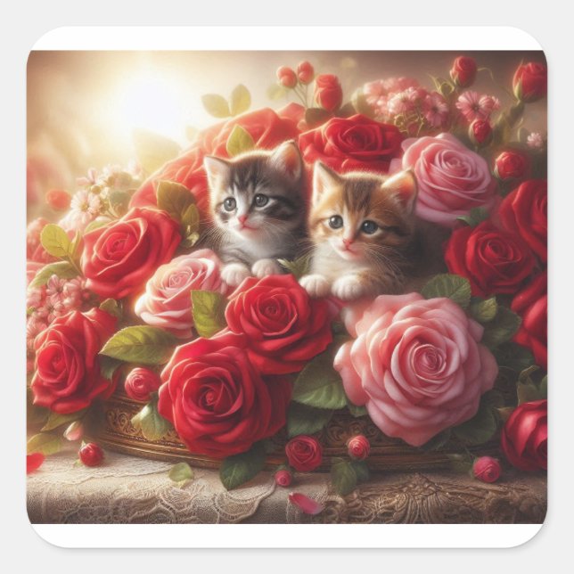 katter fyrkantigt klistermärke (Framsida)