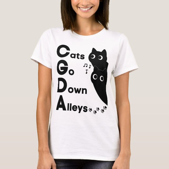 Katter Går Ner i Gränder CGDA Musikteori T Shirt (Framsida)